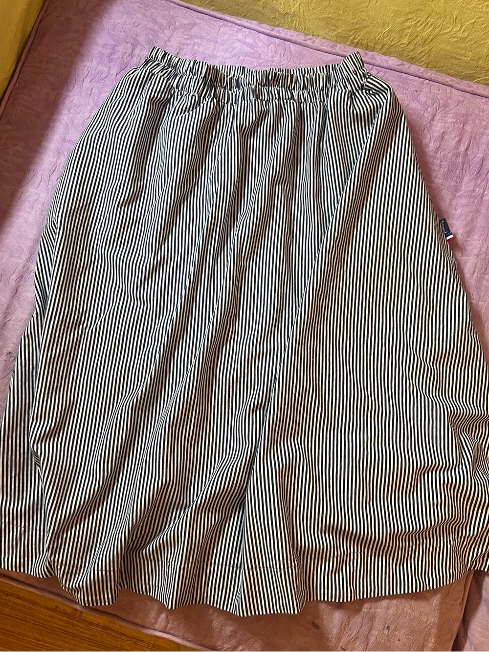 Striped Elastic-Waist Midi Skirt - Navy & White